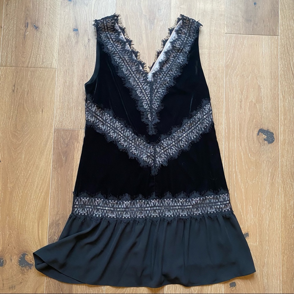 Chelsea28 black velvet and lace dress